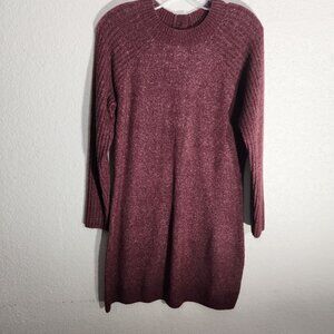 Abercrombie & Fitch Burgundy Ribbed Knit Long Sleeve Sweater Dress Large Petite